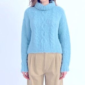 NWT Molly Bracken ice blue Ladies Knitted sweater jumper turtleneck holiday gift